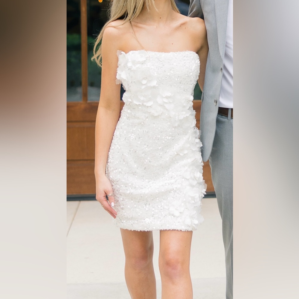 HELSI Sandra Strapless Sequin & Applique Mini Dress